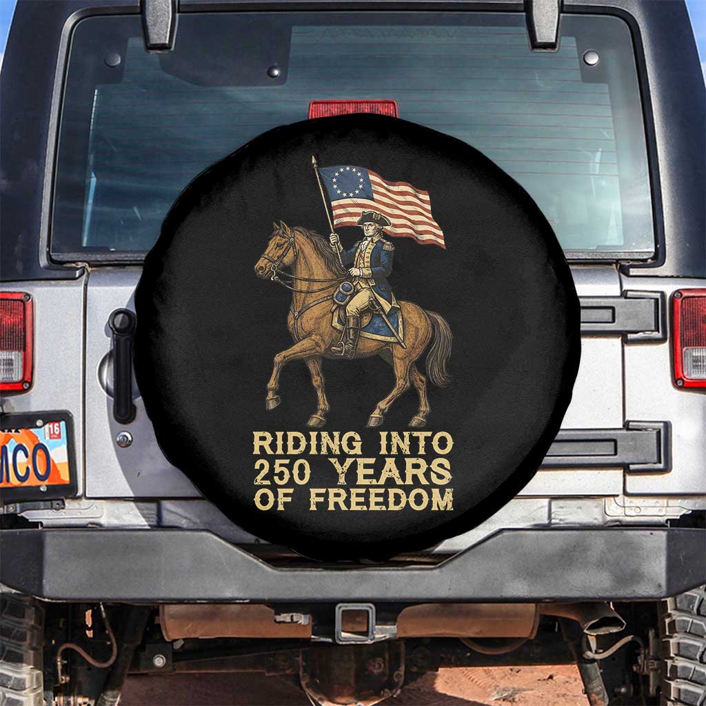 George Washington Spare Tire Cover Riding Into 250 Years Of Freedom TS12 No hole Black Print Your Wear