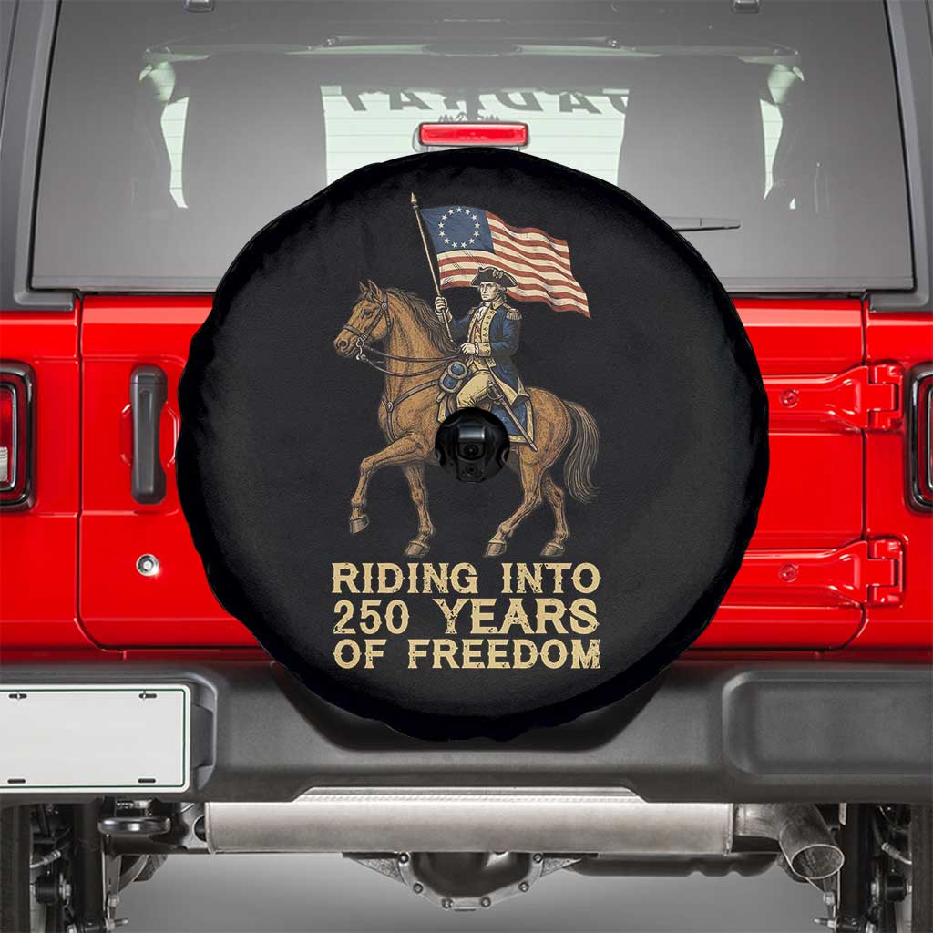 George Washington Spare Tire Cover Riding Into 250 Years Of Freedom TS12 Black Print Your Wear