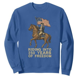 George Washington Sweatshirt Riding Into 250 Years Of Freedom TS12 Royal Blue Print Your Wear