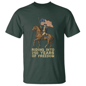 George Washington T Shirt Riding Into 250 Years Of Freedom TS12 Dark Forest Green Print Your Wear