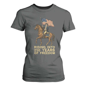 George Washington T Shirt For Women Riding Into 250 Years Of Freedom TS12 Dark Heather Print Your Wear