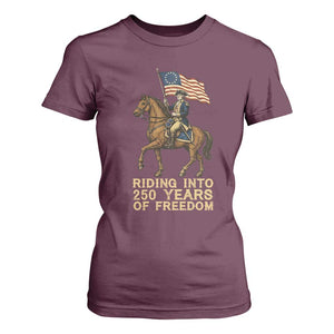 George Washington T Shirt For Women Riding Into 250 Years Of Freedom TS12 Maroon Print Your Wear