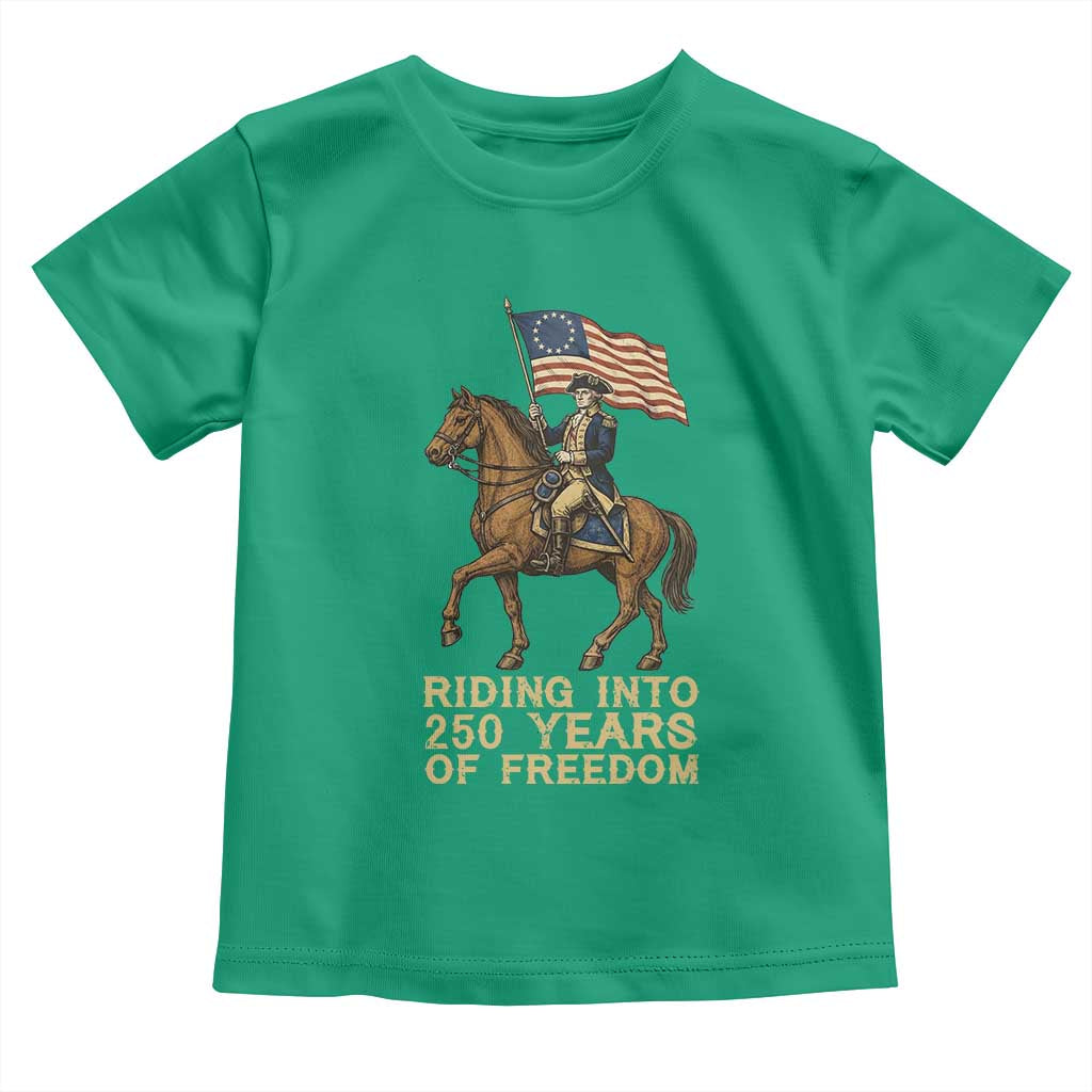 George Washington Toddler T Shirt Riding Into 250 Years Of Freedom TS12 Irish Green Print Your Wear