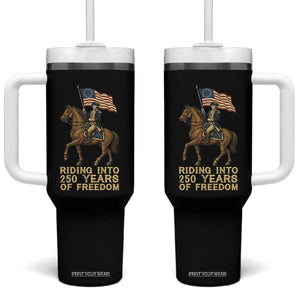 George Washington Tumbler With Handle Riding Into 250 Years Of Freedom TS12 One Size: 40 oz Black Print Your Wear