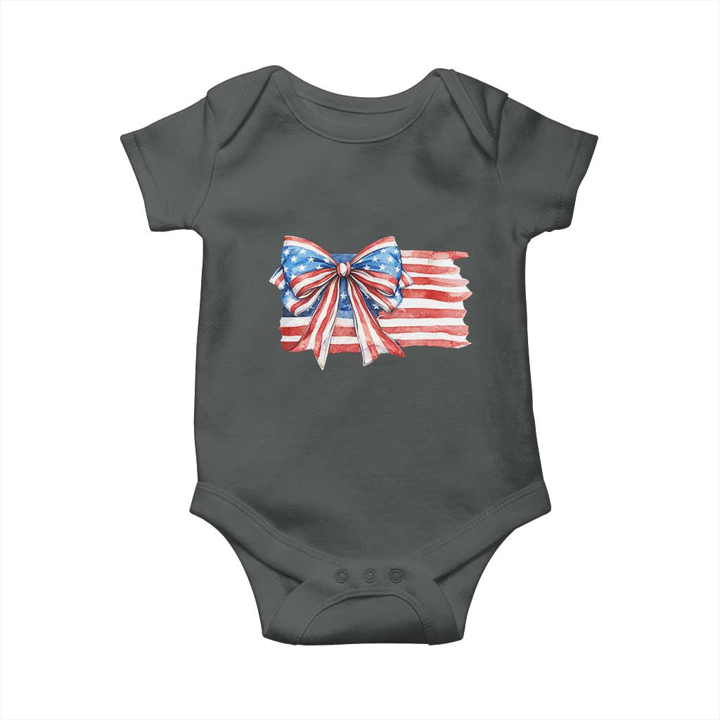 Patriotic American Flag Bow Baby Onesie Gift For Women TS12 Dark Heather Print Your Wear