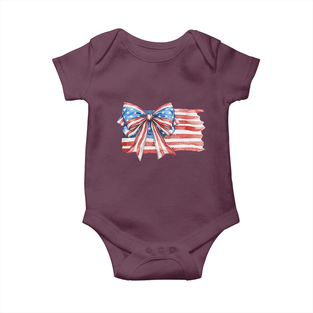 Patriotic American Flag Bow Baby Onesie Gift For Women TS12 Maroon Print Your Wear