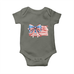 Patriotic American Flag Bow Baby Onesie Gift For Women TS12 Military Green Print Your Wear