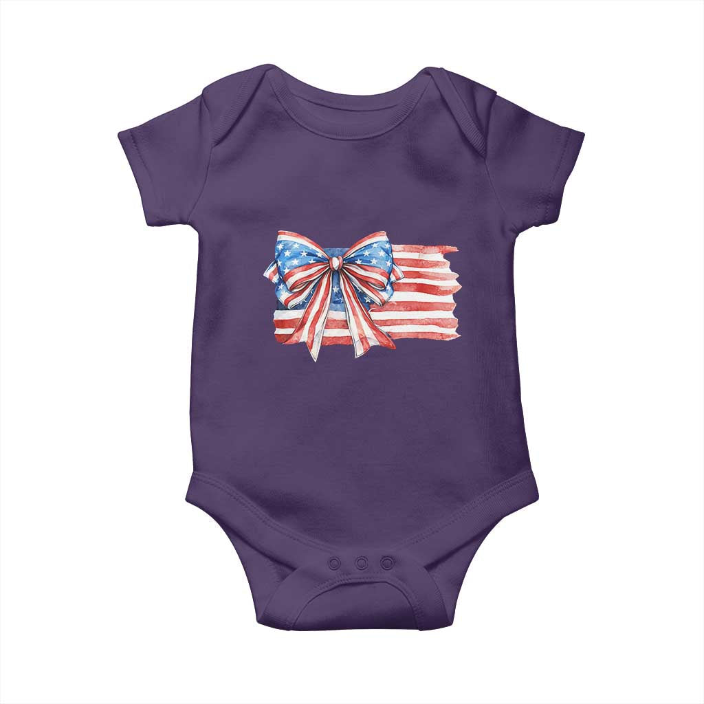 Patriotic American Flag Bow Baby Onesie Gift For Women TS12 Purple Print Your Wear