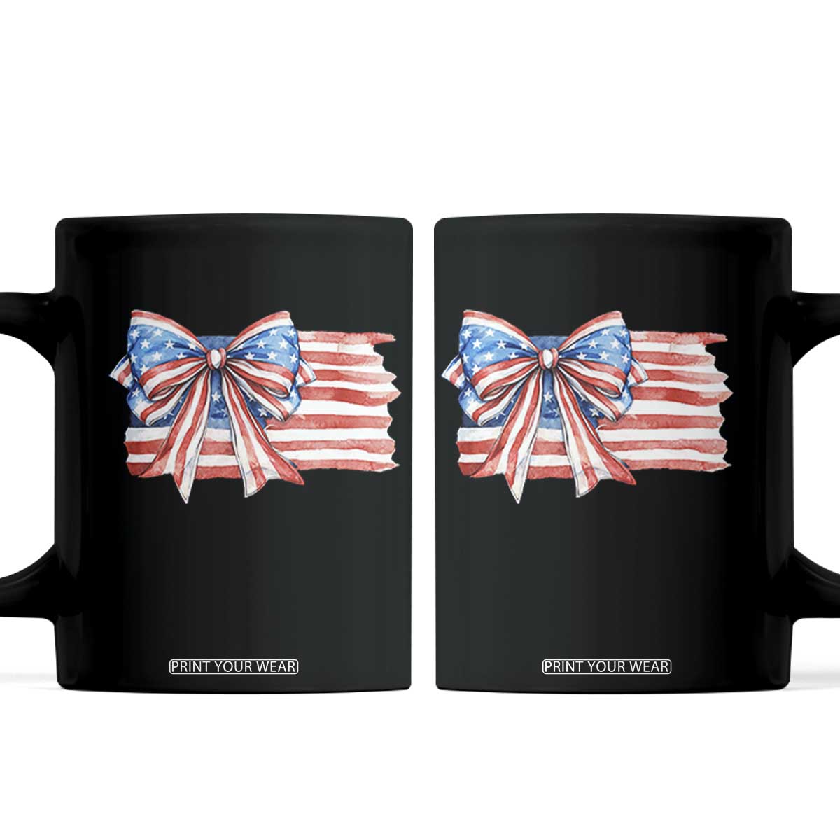 Patriotic American Flag Bow Coffee Mug Gift For Women TS12 Black Print Your Wear