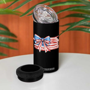 Patriotic American Flag Bow 4 in 1 Can Cooler Tumbler Gift For Women TS12 Print Your Wear