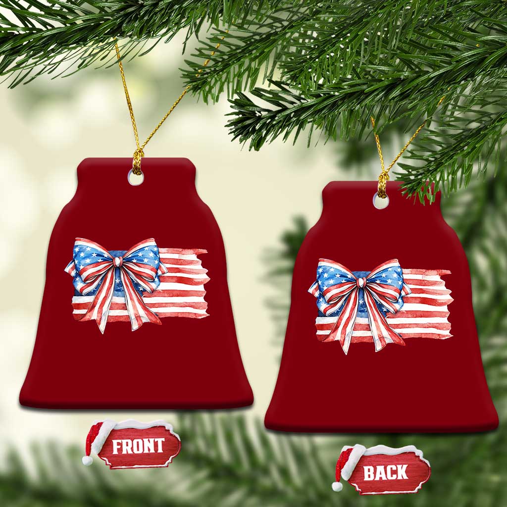 Patriotic American Flag Bow Ceramic Ornament Gift For Women TS12 Print Your Wear