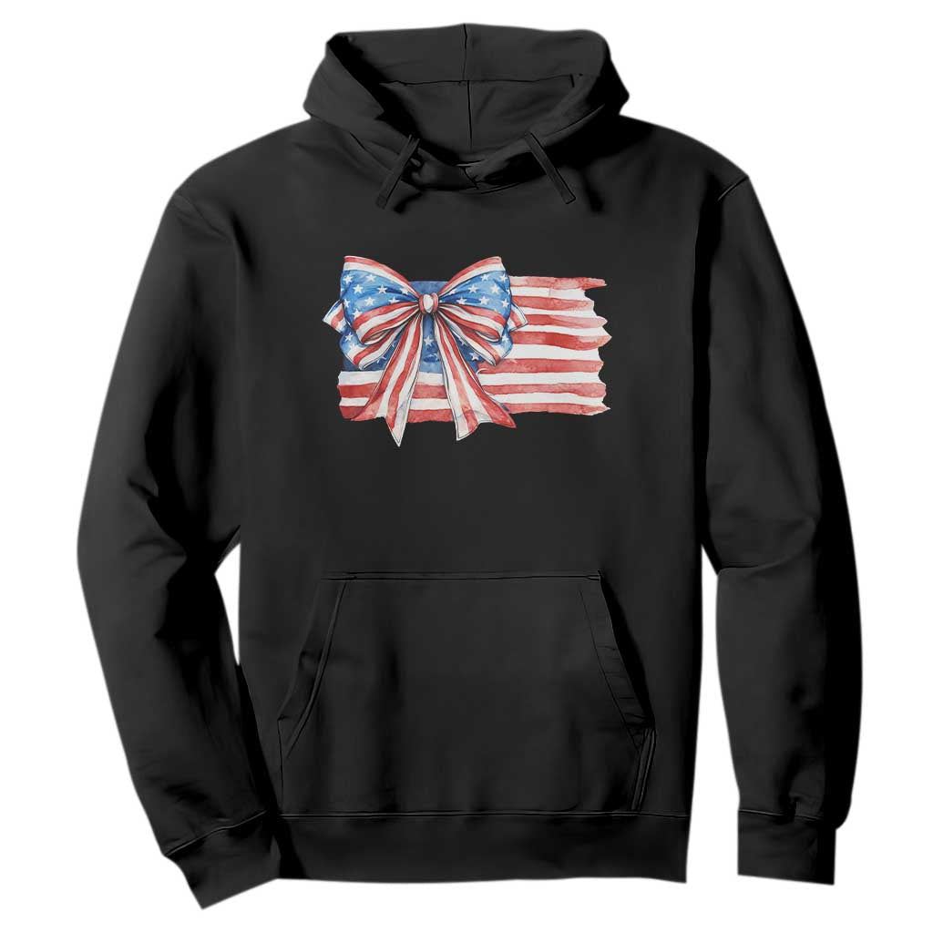 Patriotic American Flag Bow Hoodie Gift For Women TS12 Black Print Your Wear