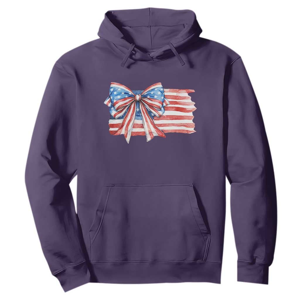 Patriotic American Flag Bow Hoodie Gift For Women TS12 Purple Print Your Wear