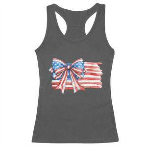 Patriotic American Flag Bow Racerback Tank Top Gift For Women TS12 Dark Heather Print Your Wear