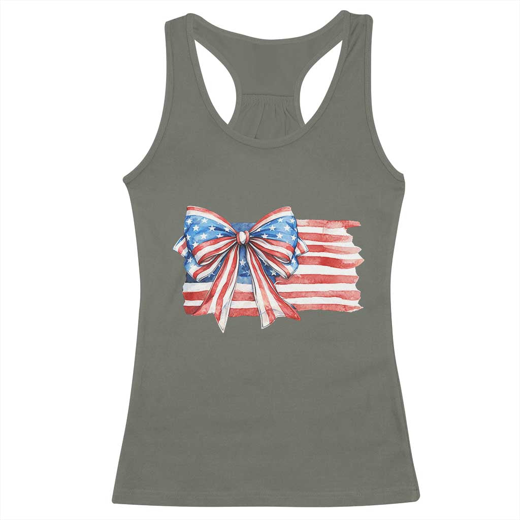 Patriotic American Flag Bow Racerback Tank Top Gift For Women TS12 Military Green Print Your Wear