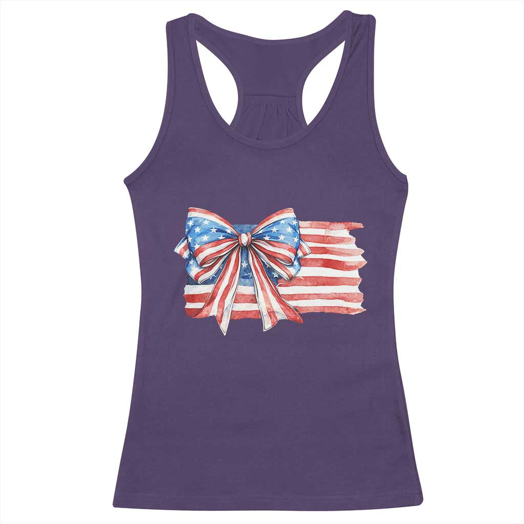 Patriotic American Flag Bow Racerback Tank Top Gift For Women TS12 Purple Print Your Wear