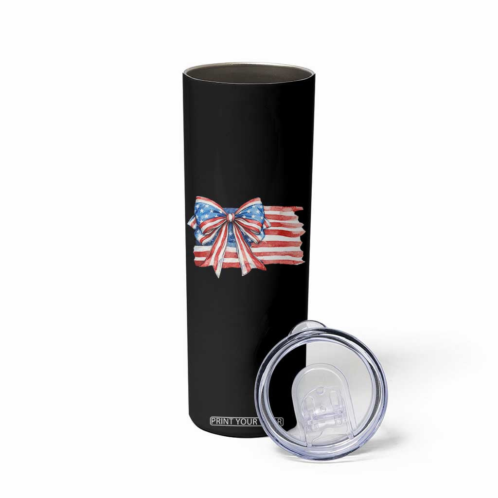 Patriotic American Flag Bow Skinny Tumbler Gift For Women TS12 Print Your Wear