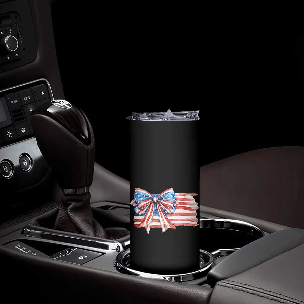 Patriotic American Flag Bow Skinny Tumbler Gift For Women TS12 Print Your Wear