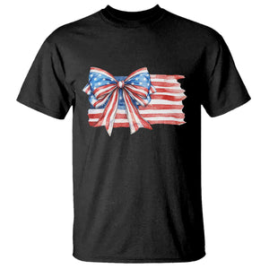 Patriotic American Flag Bow T Shirt Gift For Women TS12 Black Print Your Wear