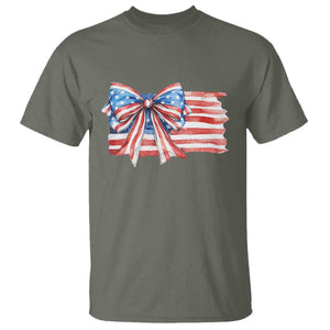 Patriotic American Flag Bow T Shirt Gift For Women TS12 Military Green Print Your Wear