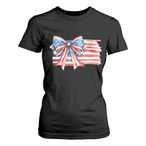 Patriotic American Flag Bow T Shirt For Women Gift For Women TS12 Black Print Your Wear