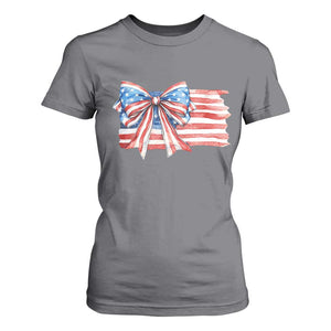 Patriotic American Flag Bow T Shirt For Women Gift For Women TS12 Charcoal Print Your Wear