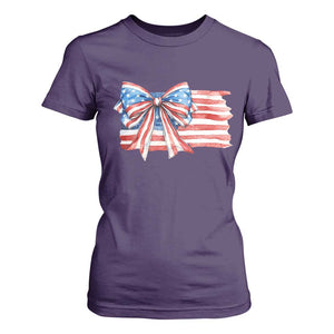 Patriotic American Flag Bow T Shirt For Women Gift For Women TS12 Purple Print Your Wear