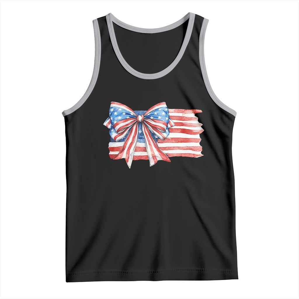 Patriotic American Flag Bow Tank Top Gift For Women TS12 Black Athletic Heather Print Your Wear