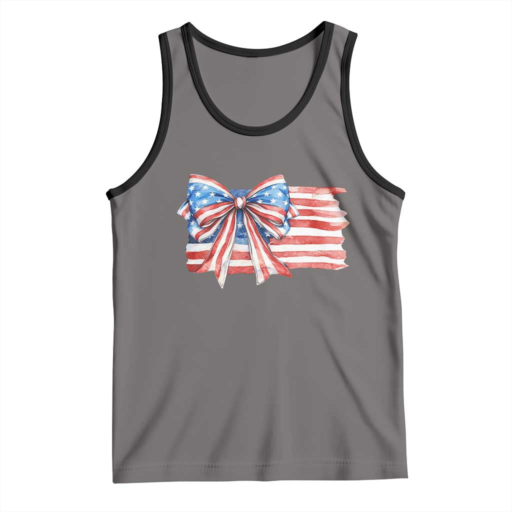 Patriotic American Flag Bow Tank Top Gift For Women TS12 Deep Heather Black Print Your Wear