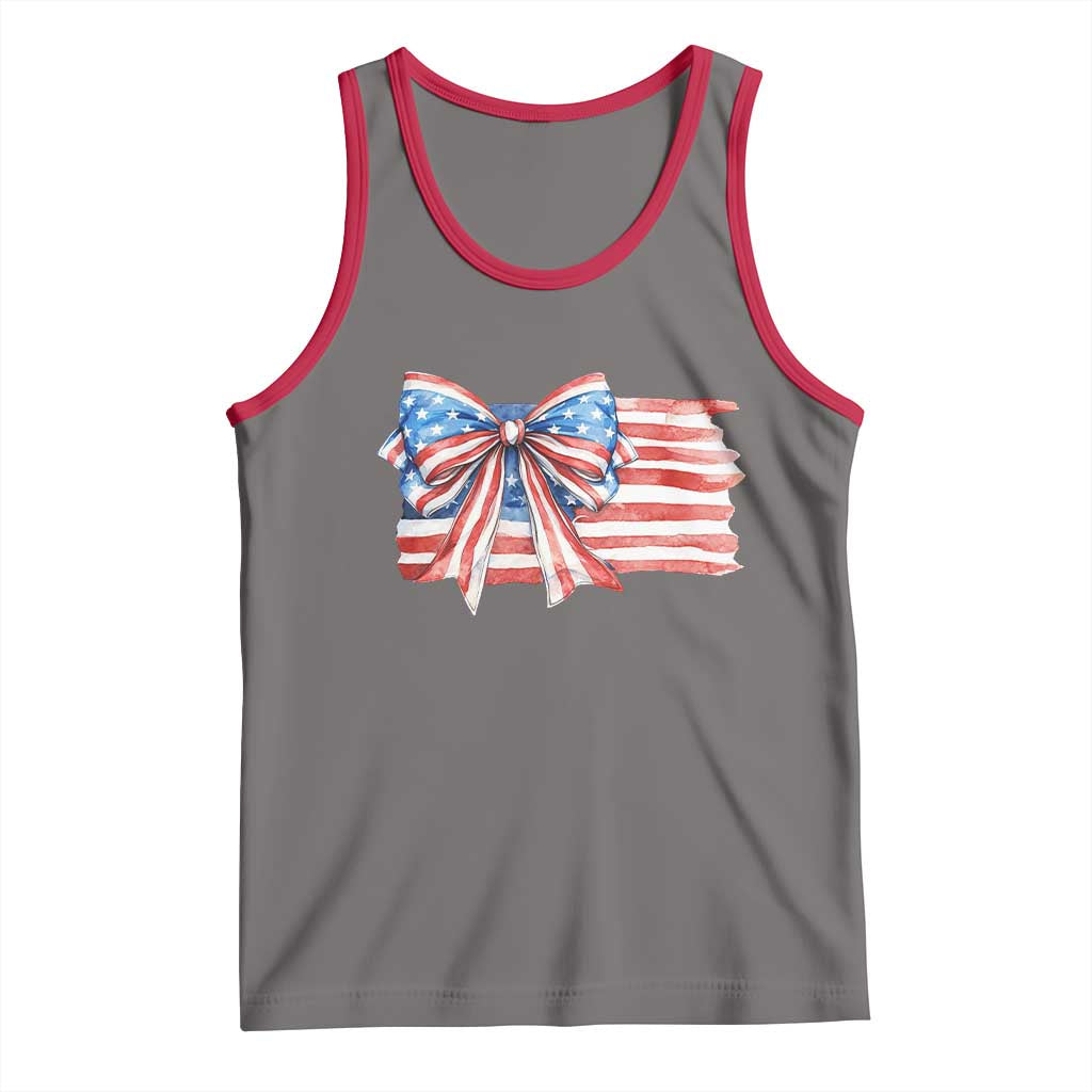 Patriotic American Flag Bow Tank Top Gift For Women TS12 Deep Heather Red Print Your Wear