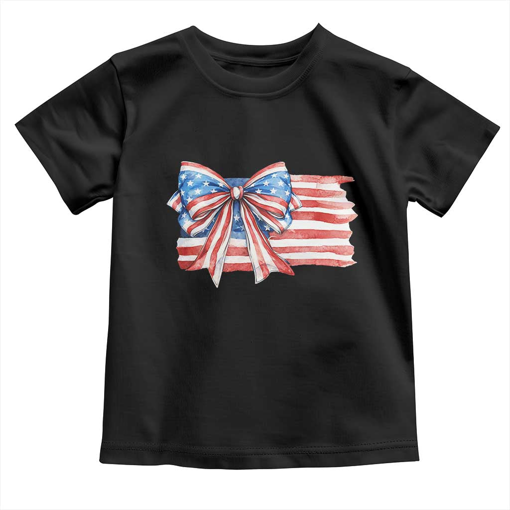 Patriotic American Flag Bow Toddler T Shirt Gift For Women TS12 Black Print Your Wear