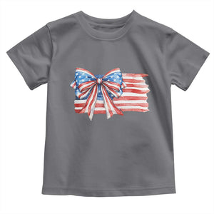 Patriotic American Flag Bow Toddler T Shirt Gift For Women TS12 Charcoal Print Your Wear