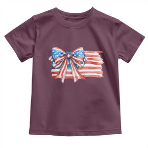 Patriotic American Flag Bow Toddler T Shirt Gift For Women TS12 Maroon Print Your Wear