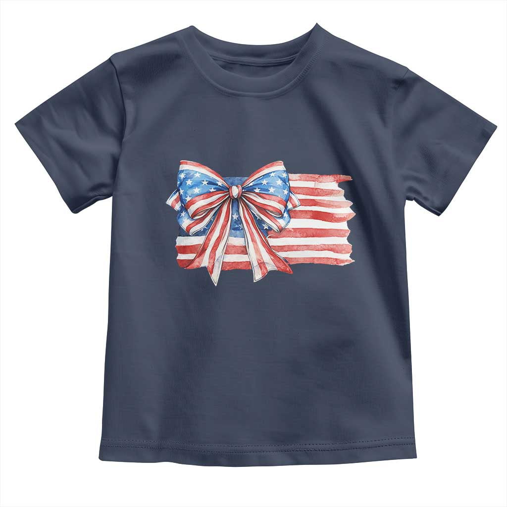 Patriotic American Flag Bow Toddler T Shirt Gift For Women TS12 Navy Print Your Wear