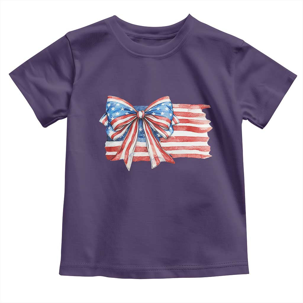 Patriotic American Flag Bow Toddler T Shirt Gift For Women TS12 Purple Print Your Wear
