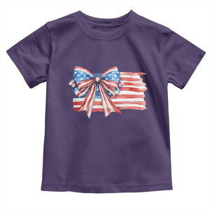 Patriotic American Flag Bow Toddler T Shirt Gift For Women TS12 Purple Print Your Wear
