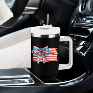 Patriotic American Flag Bow Tumbler With Handle Gift For Women TS12 Print Your Wear