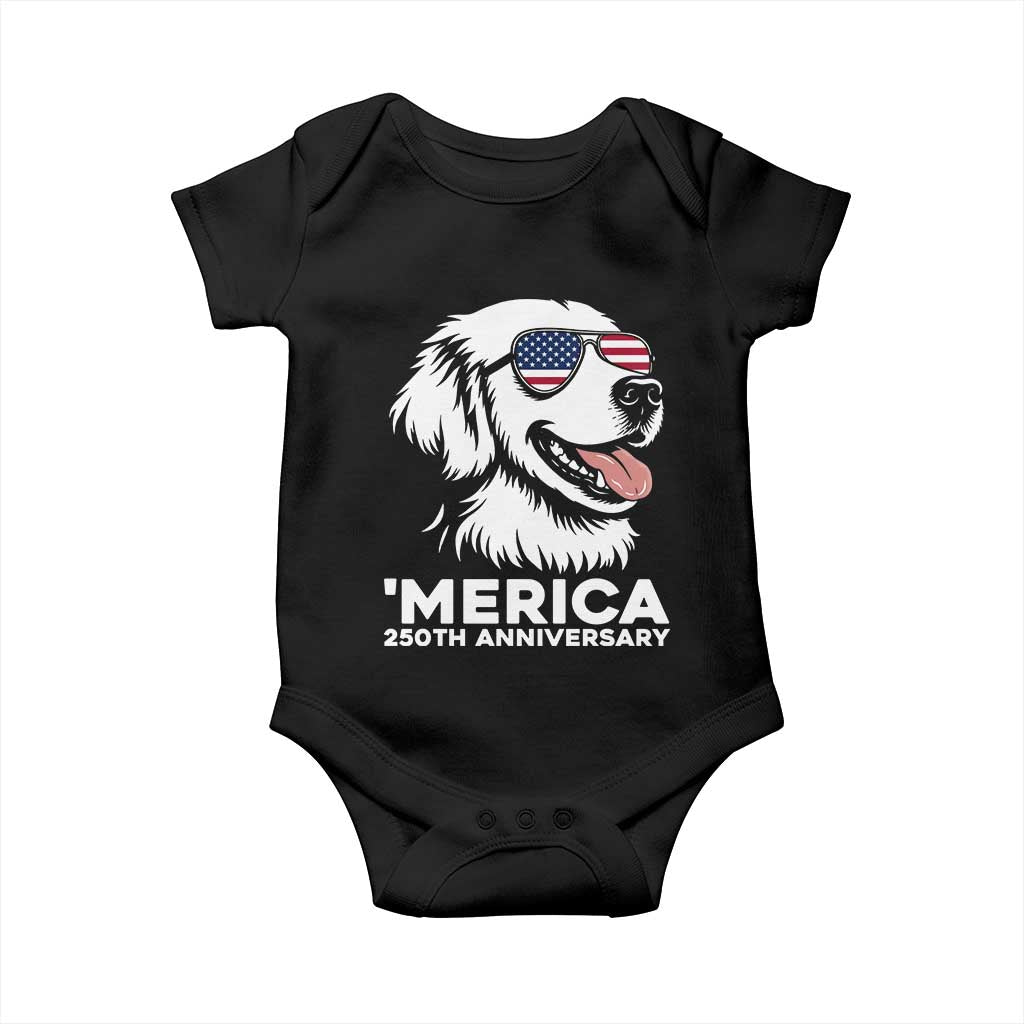 Merica Golden Retriever Lover Baby Onesie 250th Anniversary Gift TS12 Black Print Your Wear