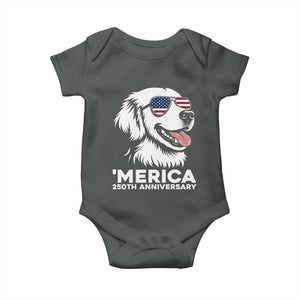 Merica Golden Retriever Lover Baby Onesie 250th Anniversary Gift TS12 Dark Heather Print Your Wear