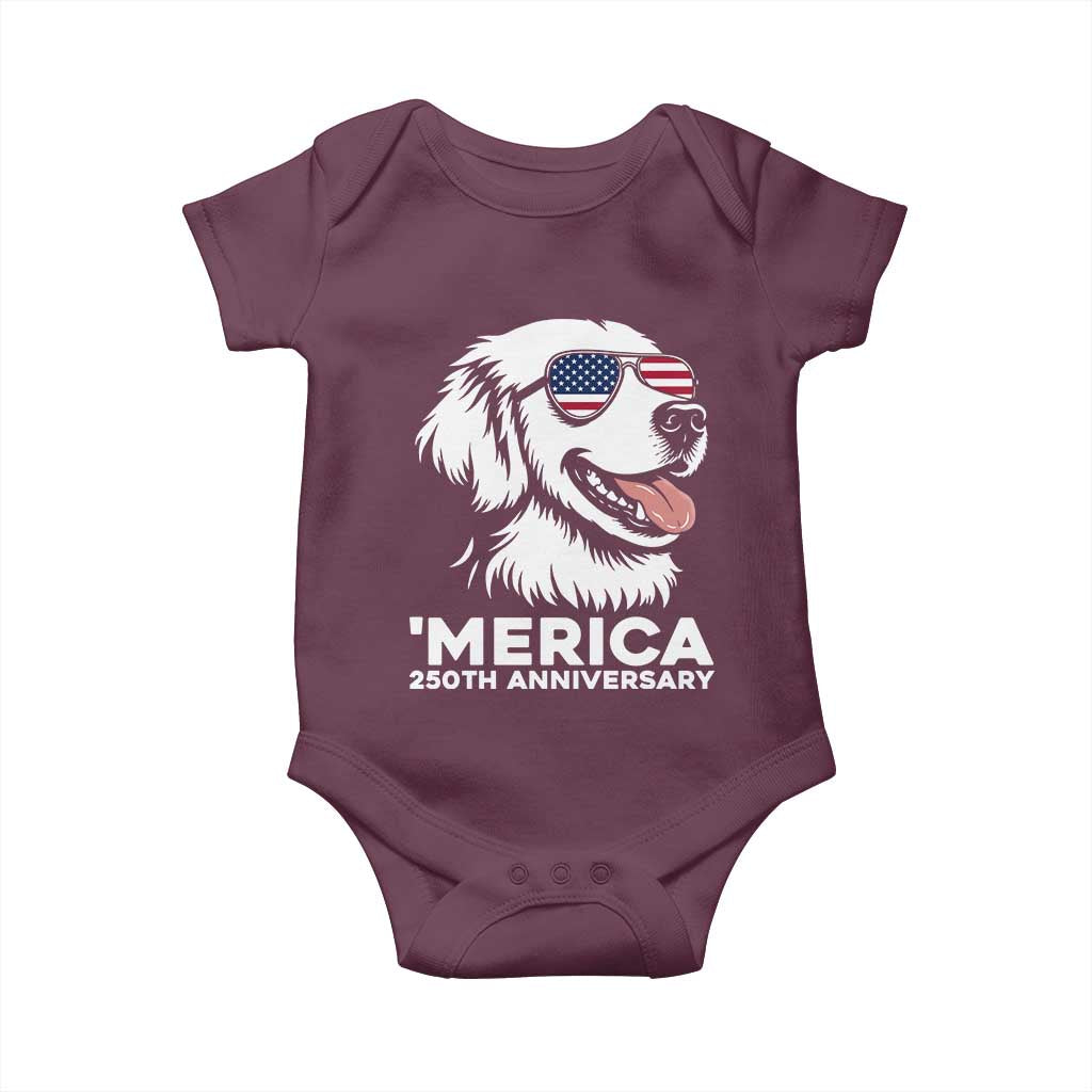Merica Golden Retriever Lover Baby Onesie 250th Anniversary Gift TS12 Maroon Print Your Wear