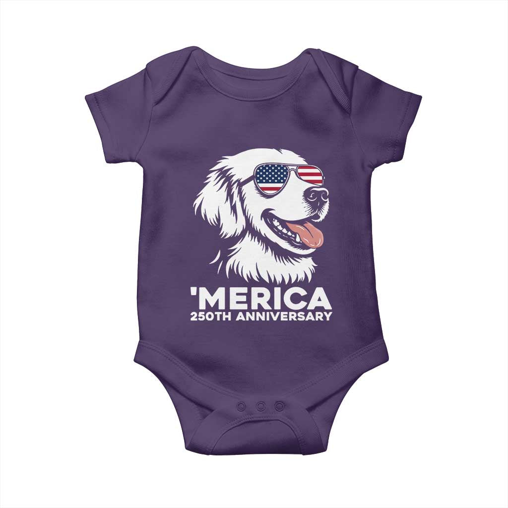 Merica Golden Retriever Lover Baby Onesie 250th Anniversary Gift TS12 Purple Print Your Wear