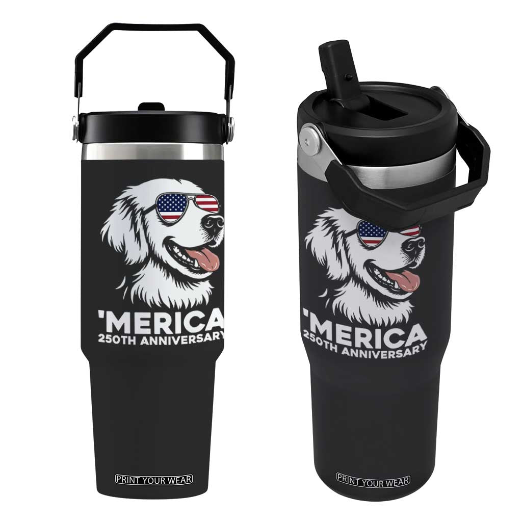 Merica Golden Retriever Lover Flip Straw Tumbler 250th Anniversary Gift TS12 One Size: 30 oz Black Print Your Wear