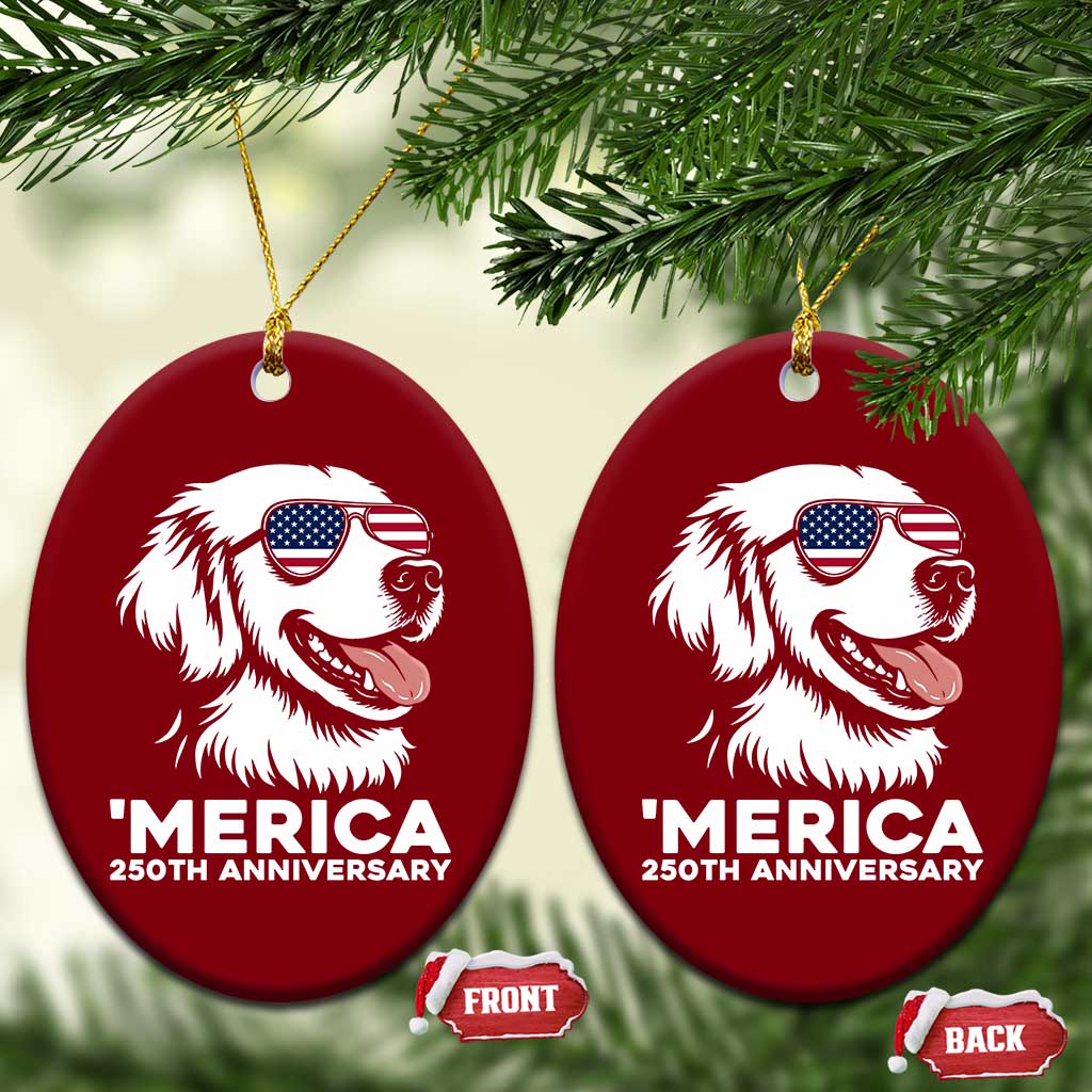 Merica Golden Retriever Lover Ceramic Ornament 250th Anniversary Gift TS12 Print Your Wear