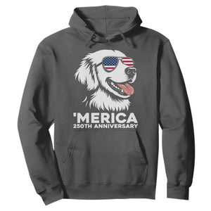 Merica Golden Retriever Lover Hoodie 250th Anniversary Gift TS12 Dark Heather Print Your Wear