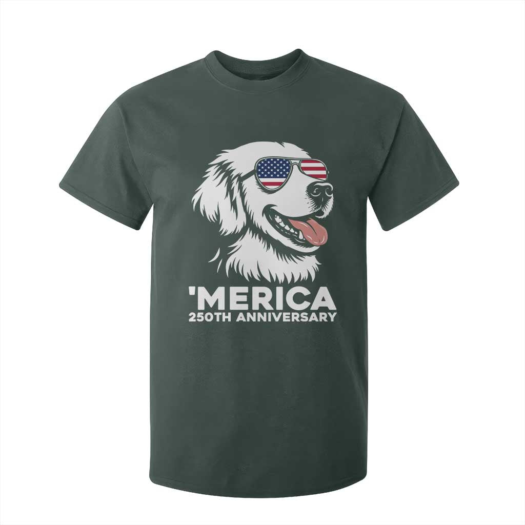 Merica Golden Retriever Lover T Shirt For Kid 250th Anniversary Gift TS12 Dark Forest Green Print Your Wear