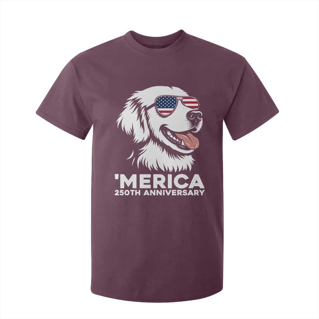 Merica Golden Retriever Lover T Shirt For Kid 250th Anniversary Gift TS12 Maroon Print Your Wear