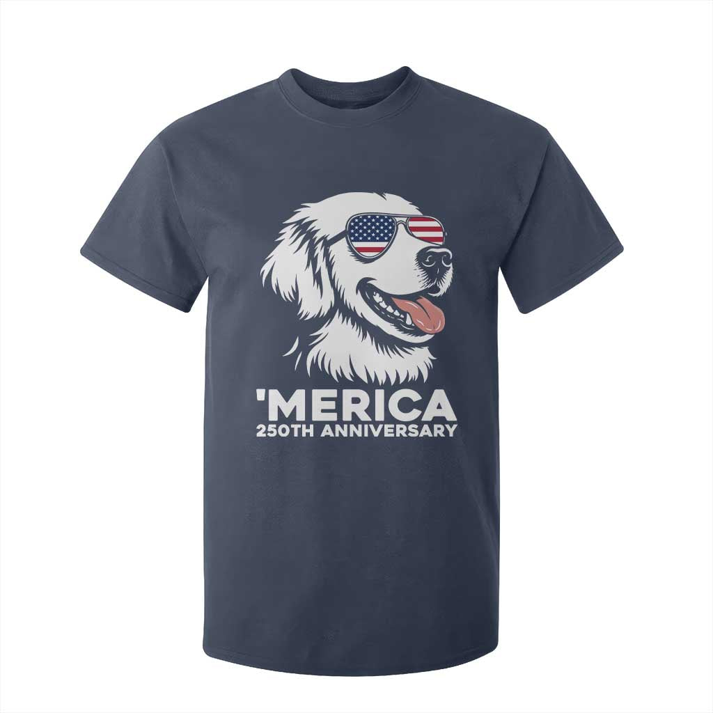 Merica Golden Retriever Lover T Shirt For Kid 250th Anniversary Gift TS12 Navy Print Your Wear