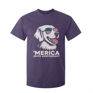 Merica Golden Retriever Lover T Shirt For Kid 250th Anniversary Gift TS12 Purple Print Your Wear