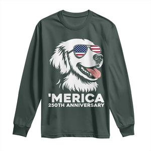 Merica Golden Retriever Lover Long Sleeve Shirt 250th Anniversary Gift TS12 Dark Forest Green Print Your Wear