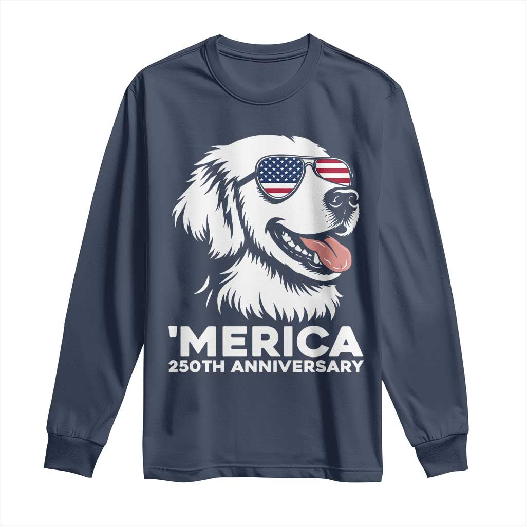 Merica Golden Retriever Lover Long Sleeve Shirt 250th Anniversary Gift TS12 Navy Print Your Wear